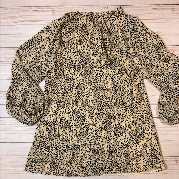 Buddy Love Leah Button Up Short Mini Dress Size Small Tan Leopard Long Sleeve - Picture 7 of 9